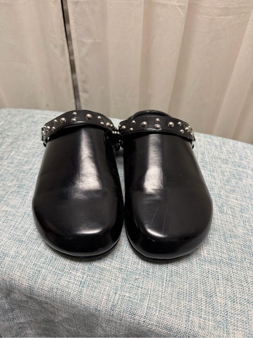 Rebecca Minkoff Black Studded Leather Slip-On Mules
